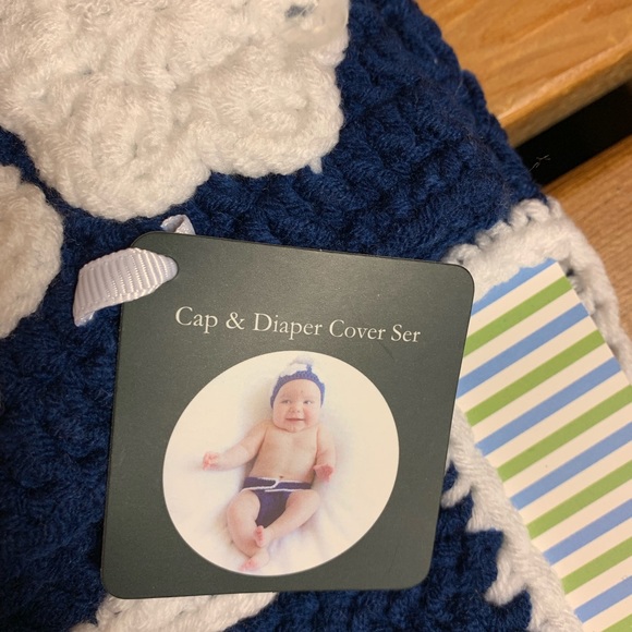 2/$20 NWT Laura Ashley Blue Cap & Diaper Cover Set - Picture 5 of 8